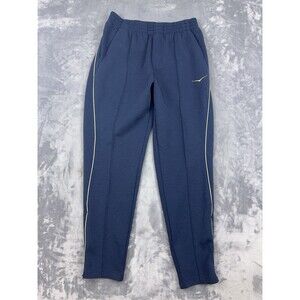 Hoka Kaitoro Knit Track Pants Mens Size Medium Blue Gold Pintuck Zip Ankles Gym